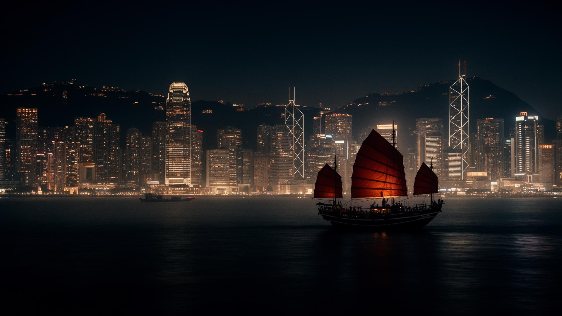 Hong Kong Victoria Harbour at night